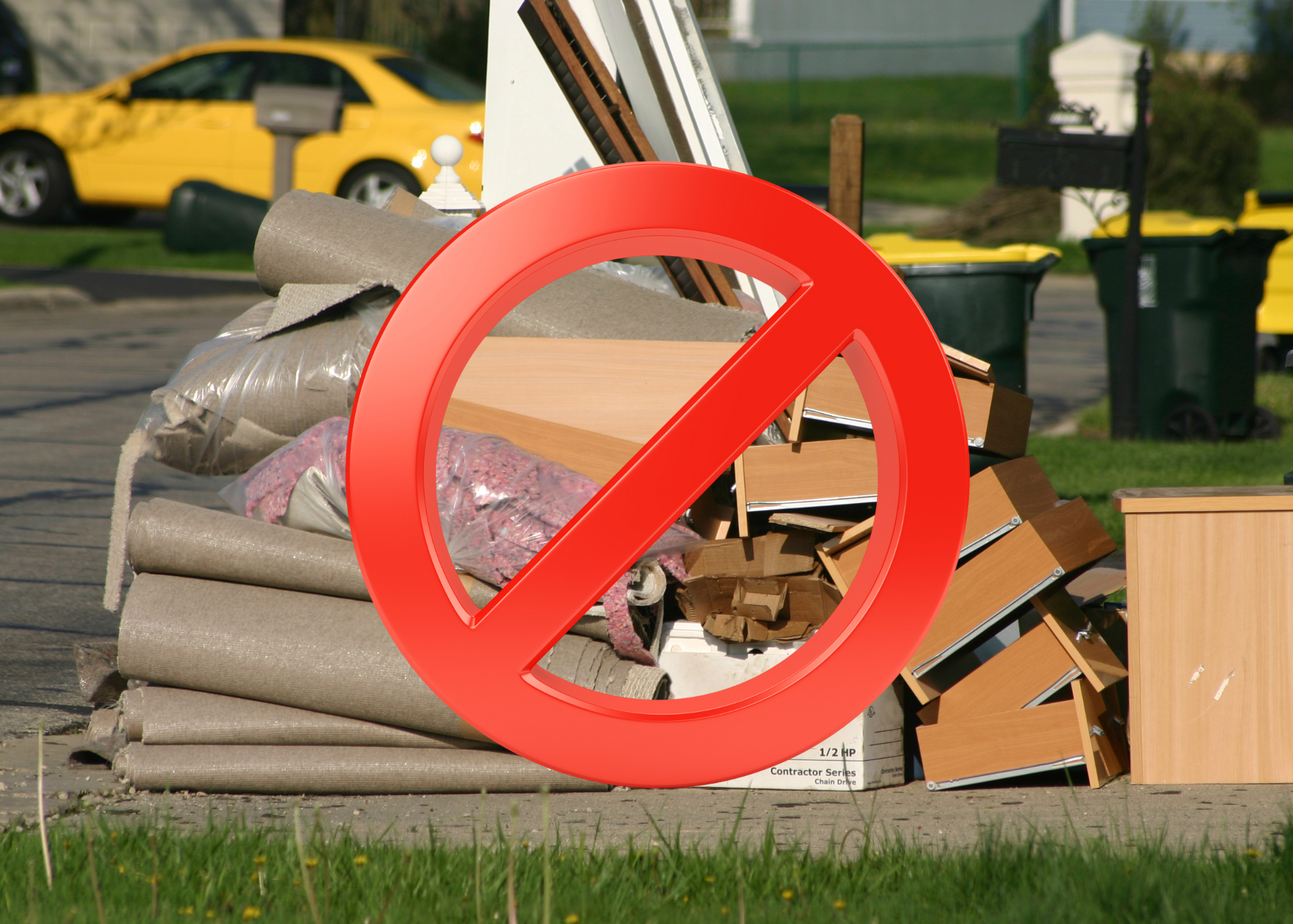 prohibited pile of items